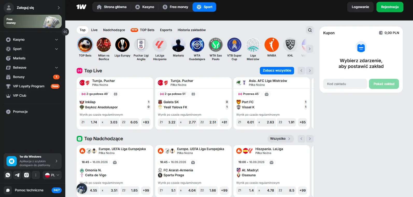 1win Casino Polska zakłady sport e-sport portfela